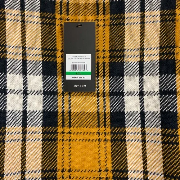 JONES NY SIGNATURE ACCESSORIES TOP. COLOUR - TARTAN PLD MUSTARD. SIZE- L / XL - Picture 8 of 12